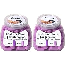 Homie Foam Earplugs for Sleeping, 60 Pair - 33dB Highest NRR, Comfortable Ear Plugs for Sleeping, Snoring, Travel, Concerts, Studying, Loud Noise, Work Violet Pack of 2