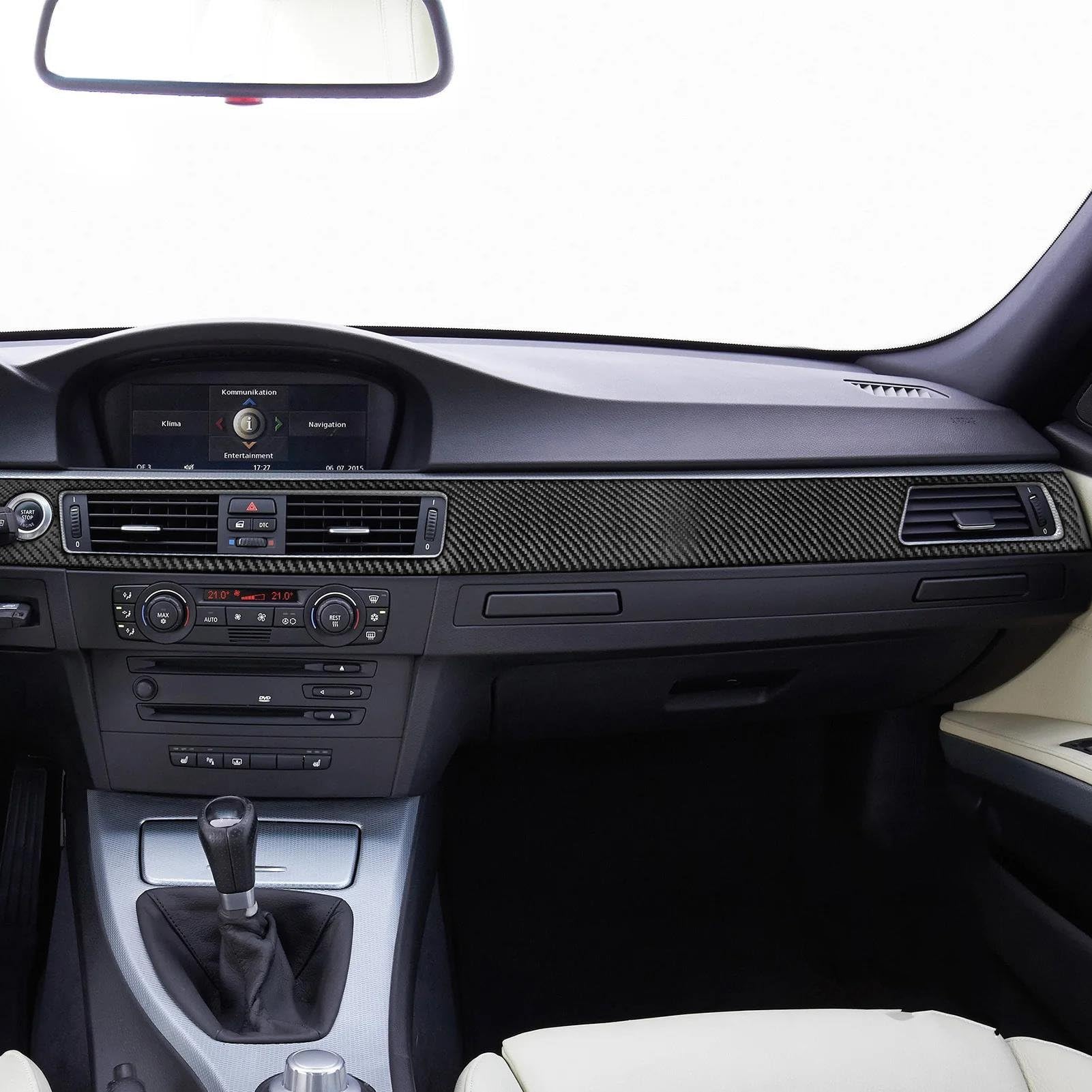 Per BMW Serie 3 E90 2006-2008 In Fibra di Carbonio Cambio Centro Porta di Controllo Bracciolo Cruscotto Telaio Air Vent TrIm Copertura adesivo  34