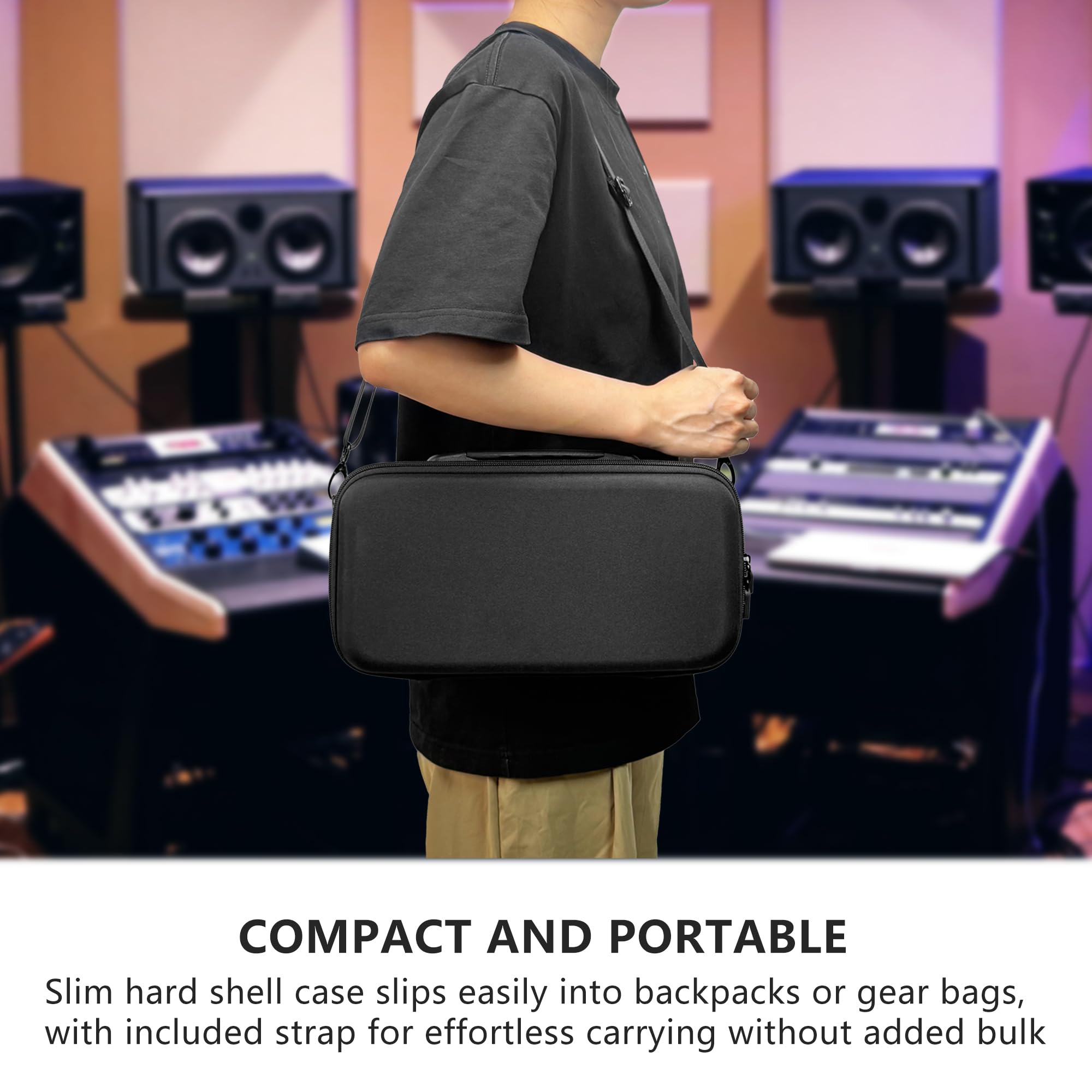 Musiin Custodia con interfaccia audio personalizzata compatibile con UA Apollo Solo Heritage/Apollo Solo USB, guscio rigido con tracolla, scomparto separato per cavi, archiviazione portatile per