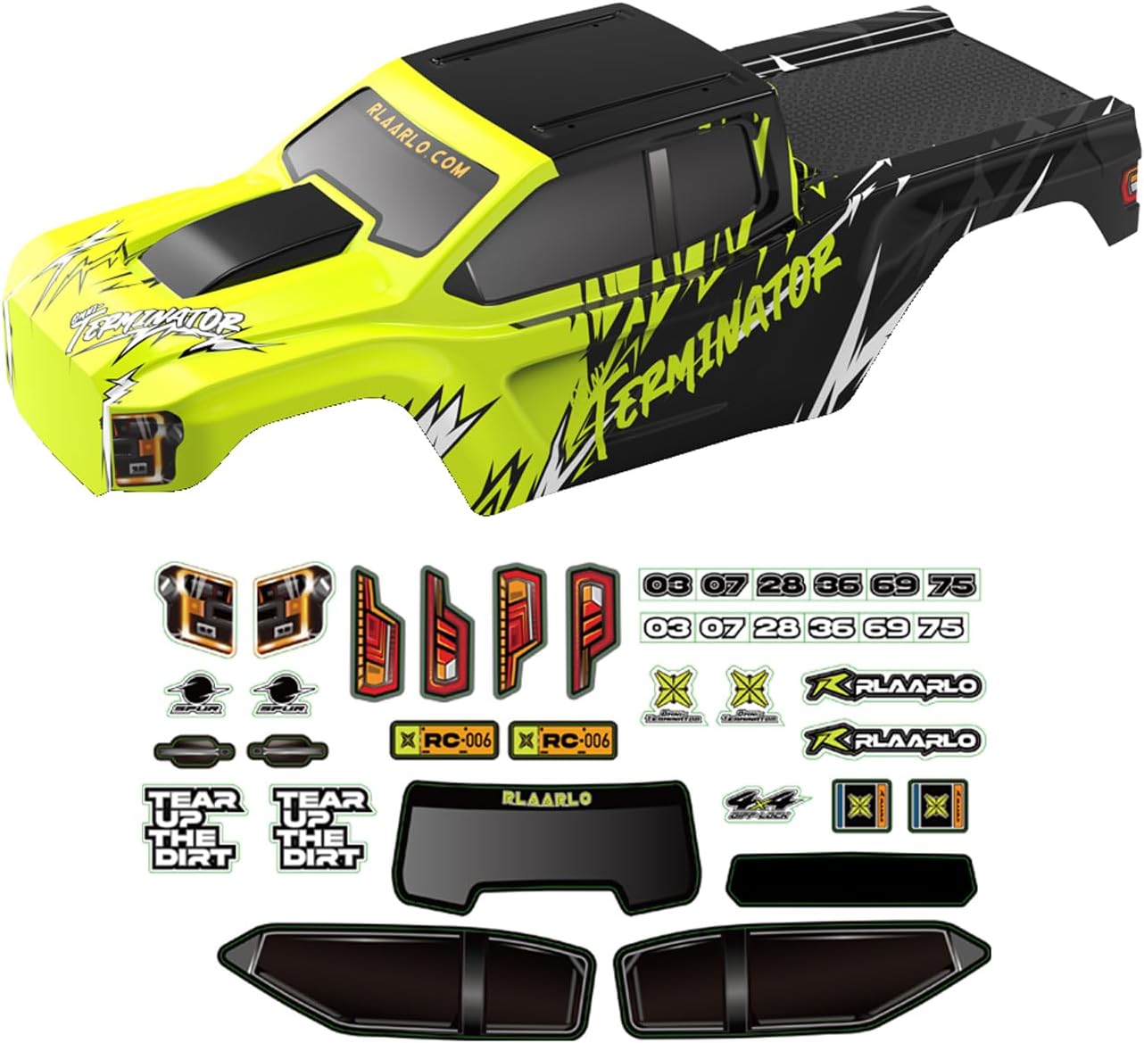 AMORIL Original PVC Car Shell for RC Brushless Truck Mini 1/10 RZ001G-A,1PCS,Part Number R11077