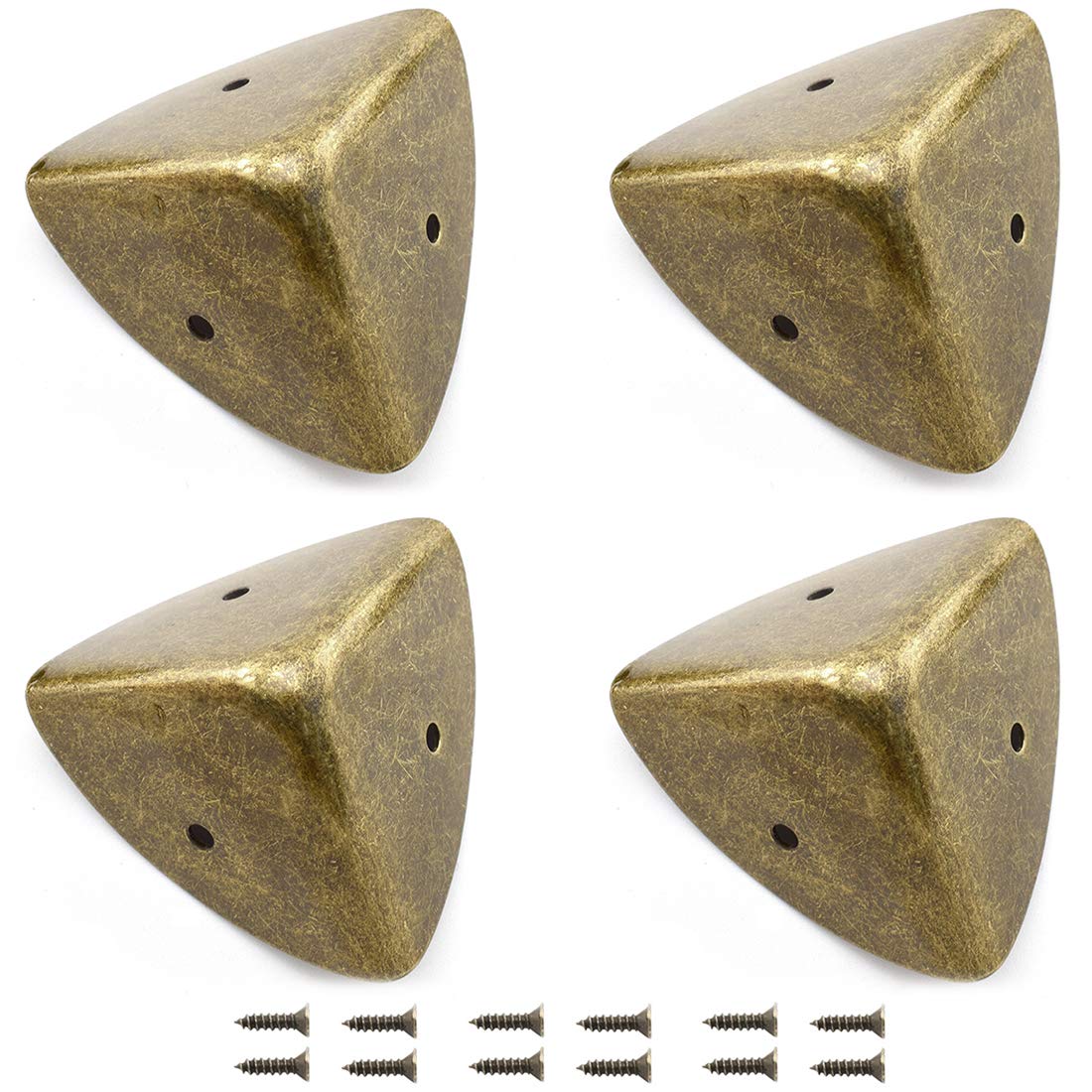 SDTC Tech 4-Pack Zinc Alloy Triangle Corner Protectors 1.58" (40mm) Metal Decorative Edge Guard Safety Cover for Table Suitcase Cabinet Trunk Toolbox