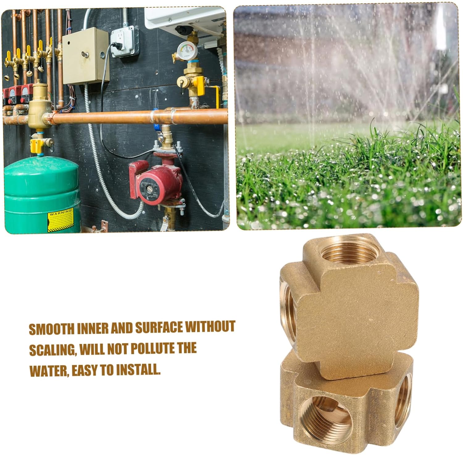 Cabilock 2pcs Brass Cross Joint Connector Copper Fitting for Pneumatic and Water Applications for Projects and Furniture Assembly
