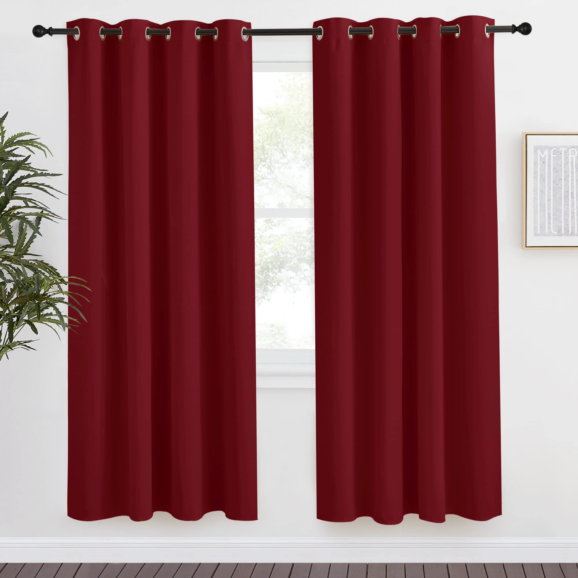NICETOWN Christmas Burgundy Curtains for Living Room, 55x78 Inch,1 Piece, Burgundy Red, Home Decor Energy Smart Thermal Insulated Window Treatment