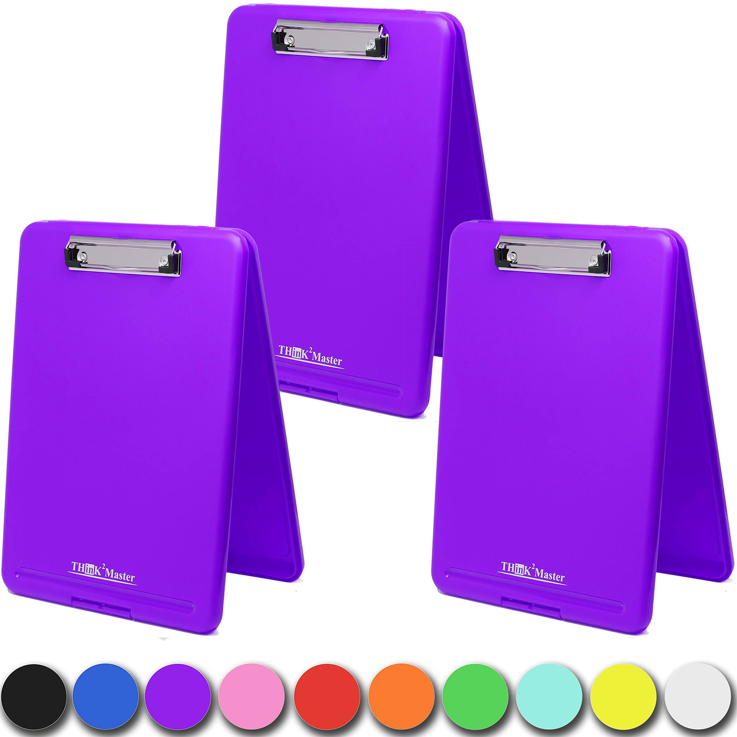 Think2Master [3 Pack] Purple Plastic Storage Clipboard. | 25% Heavier &amp; Sturdier| Heavy Duty and Won’t Flex Like Other Brands (Compare The Weight). Storage Compartment Holds 150 Letter Sized Paper.