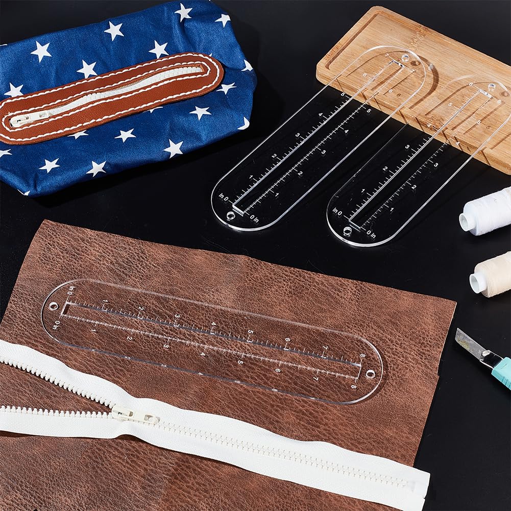 Zipper Making Templates 6-Piece - Clear Acrylic Sewing Ruler Set For ...