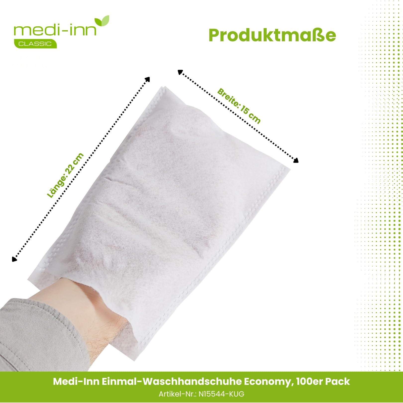 Medi-Inn+ Molton - Guanti monouso per la cura profonda del corpo e dell'intimo, 75 g/m², 100 pezzi