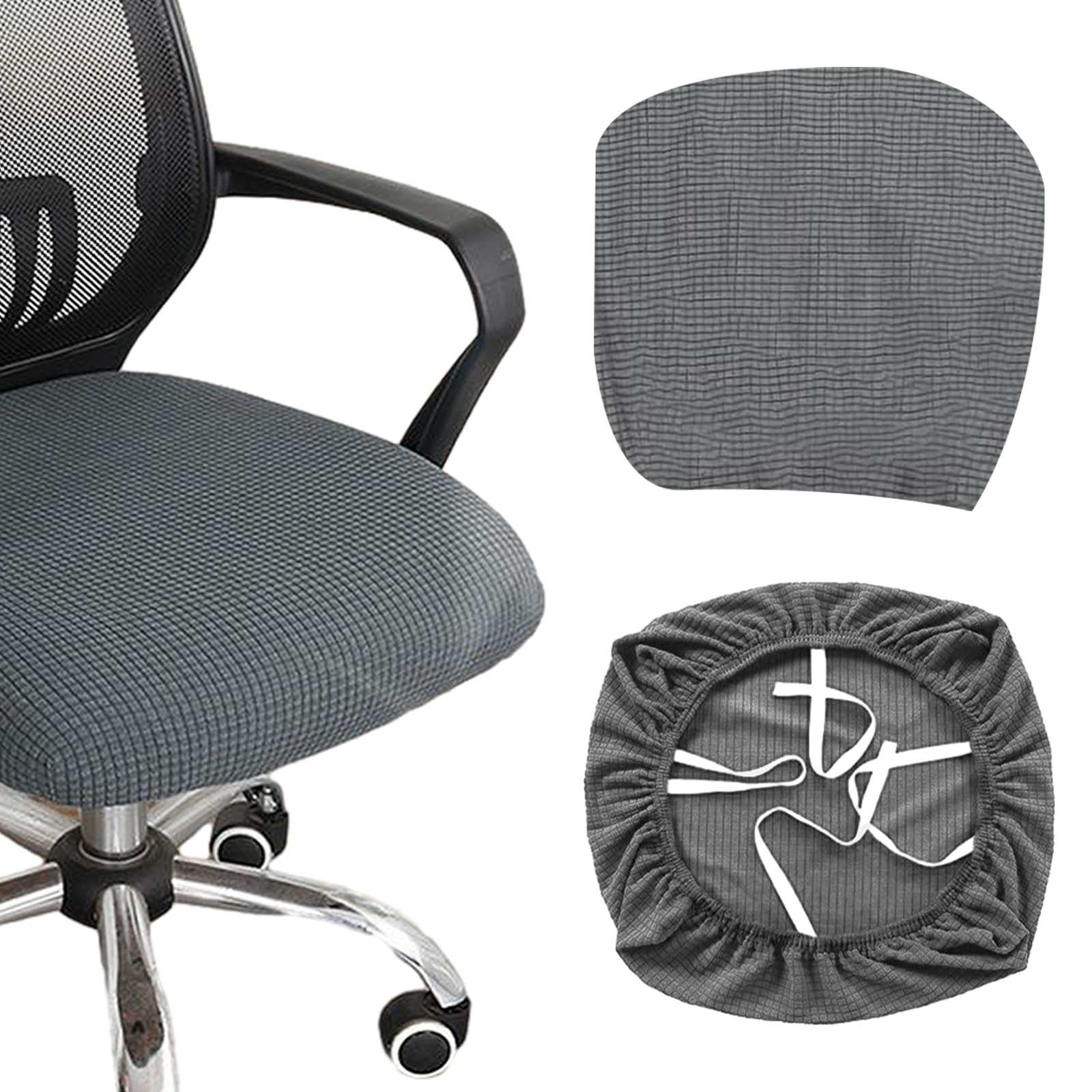 2Pezzi Fundas para Sillas de Oficina,Funda Asiento Silla Escritorio Lavables Fundas Protectoras Gris Cubre Asientos Ajustables para la Silla de Ordenador Silla de Gama (Gris)