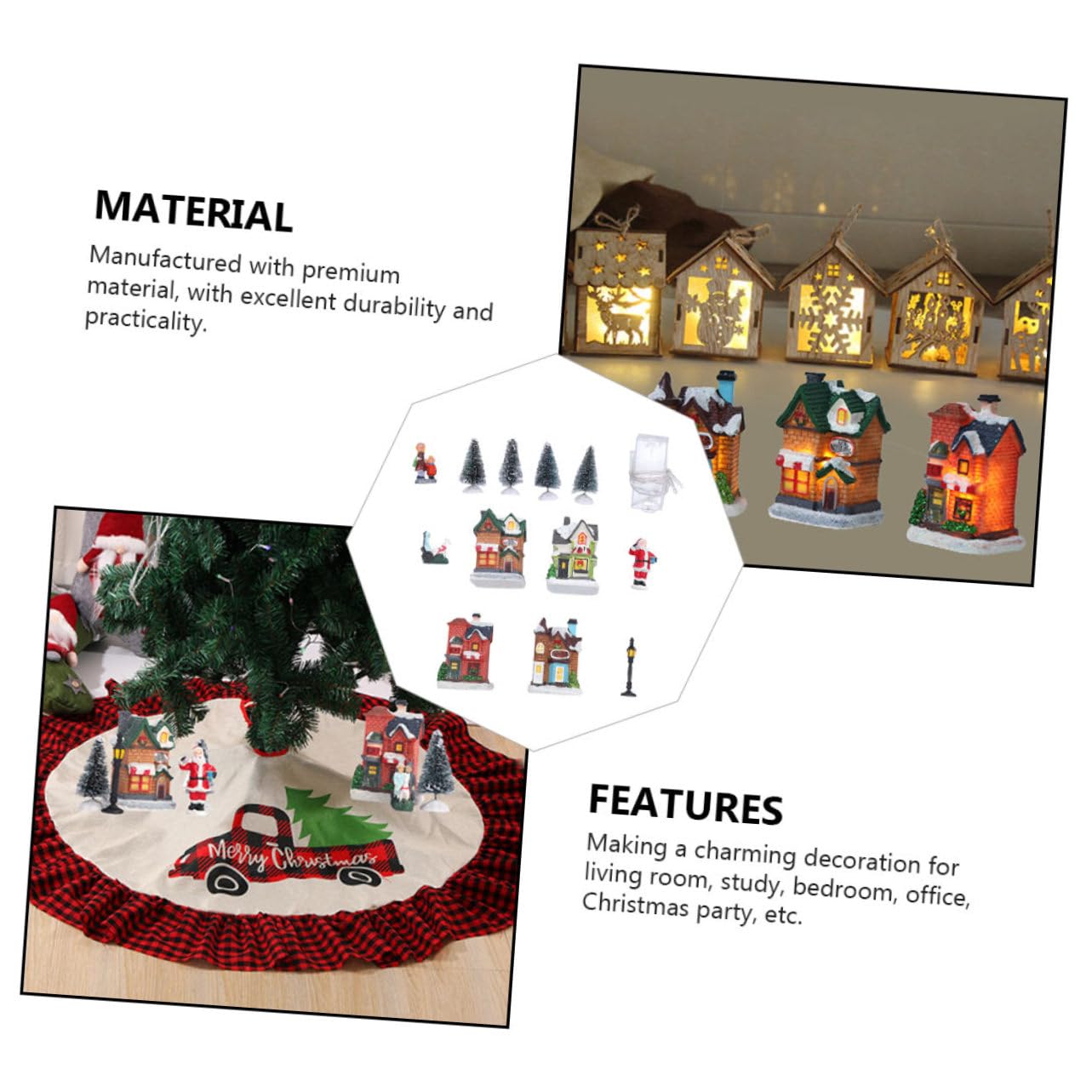 Casetta Di Natale Luci Led in Resina Decorazione Luminosa Da Tavolo Per Feste Di Natale Regalo Per Casa e Ufficio