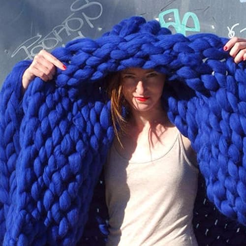 Miniatura 3 de Manta de punto gruesa azul profundo, manta de punto grueso para cama de punto suave, elegante y acogedora para cama, sofá, decoración del hogar,