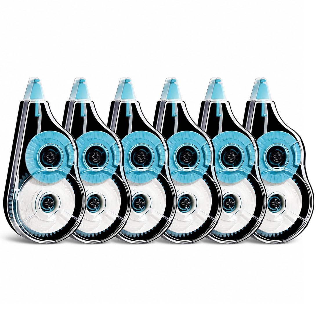 KYLOS Bianchetto a Nastro 12M x 5Mm Correttore con Cappuccio Protettivo Blu-Nero 6 Pezzi