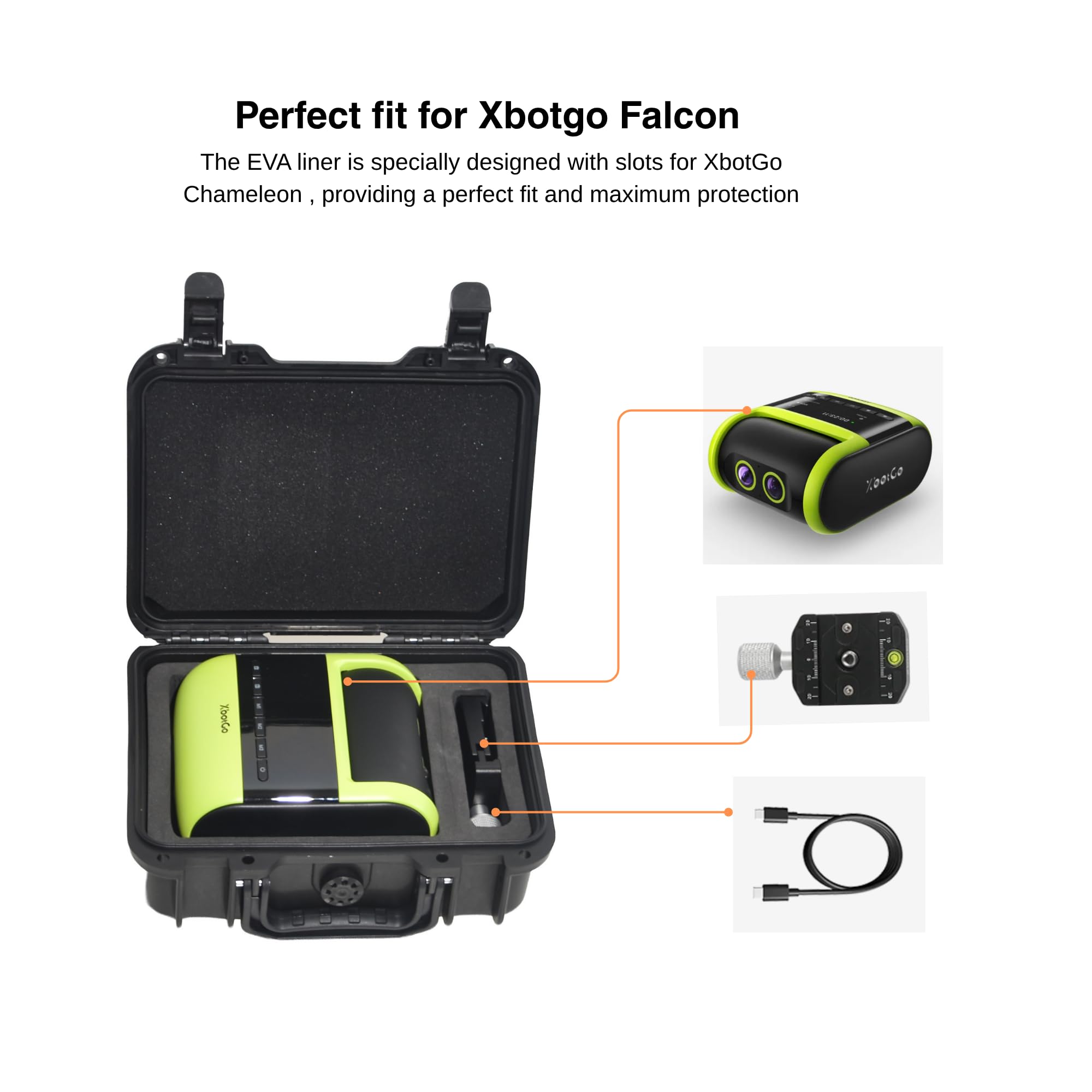 Custodia da trasporto per XbotGo Falcon, impermeabile, antiurto e antipolvere, blocco sicuro e sistema di ventilazione, plastica PP resistente con EVA, per riporre e viaggiare