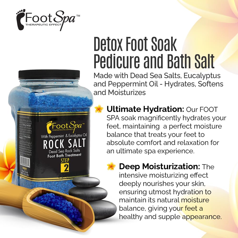 Detox Foot Soak Pedicura y sal de baño, 128 onzas - Fabricado con sales del mar muerto, eucalipto y aceite de menta - Hidrata, suaviza e hidrata 3
