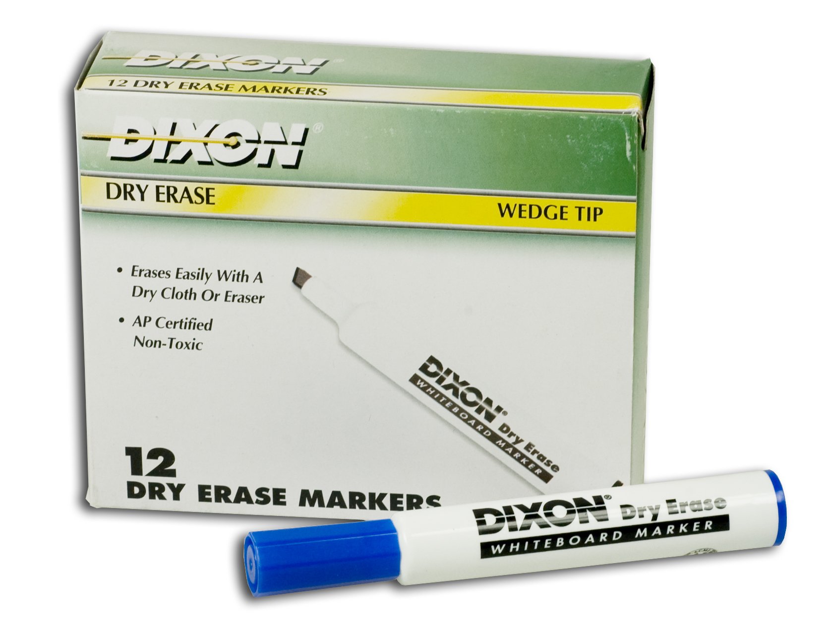 DixonDry Erase Markers, Wedge Tip, Blue, 12-Pack (92108)
