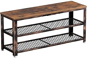 Rolanstar Shoe Storage Bench, 3-Tier Shoe Rack, 39.4" Entry Bench with Mesh...