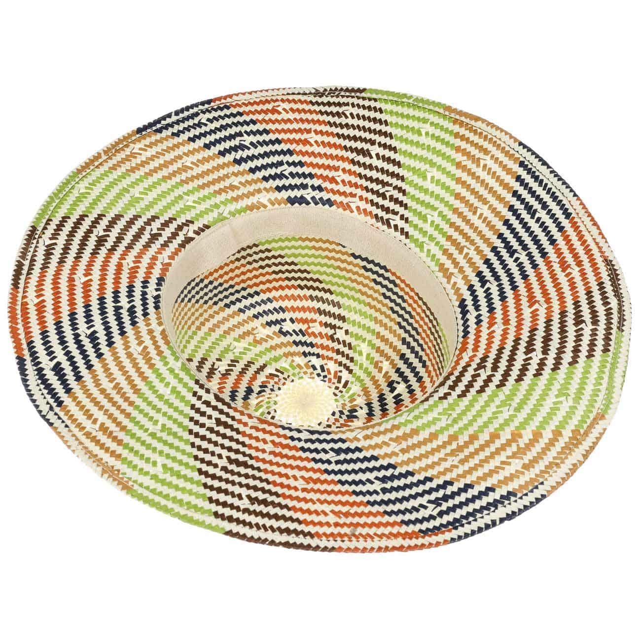 LIPODO Jalaja Colour Cappello di Paglia a Tesa Larga Rigato Multicolore con Pietre Prodotto in Italia Donna Primavera Estate