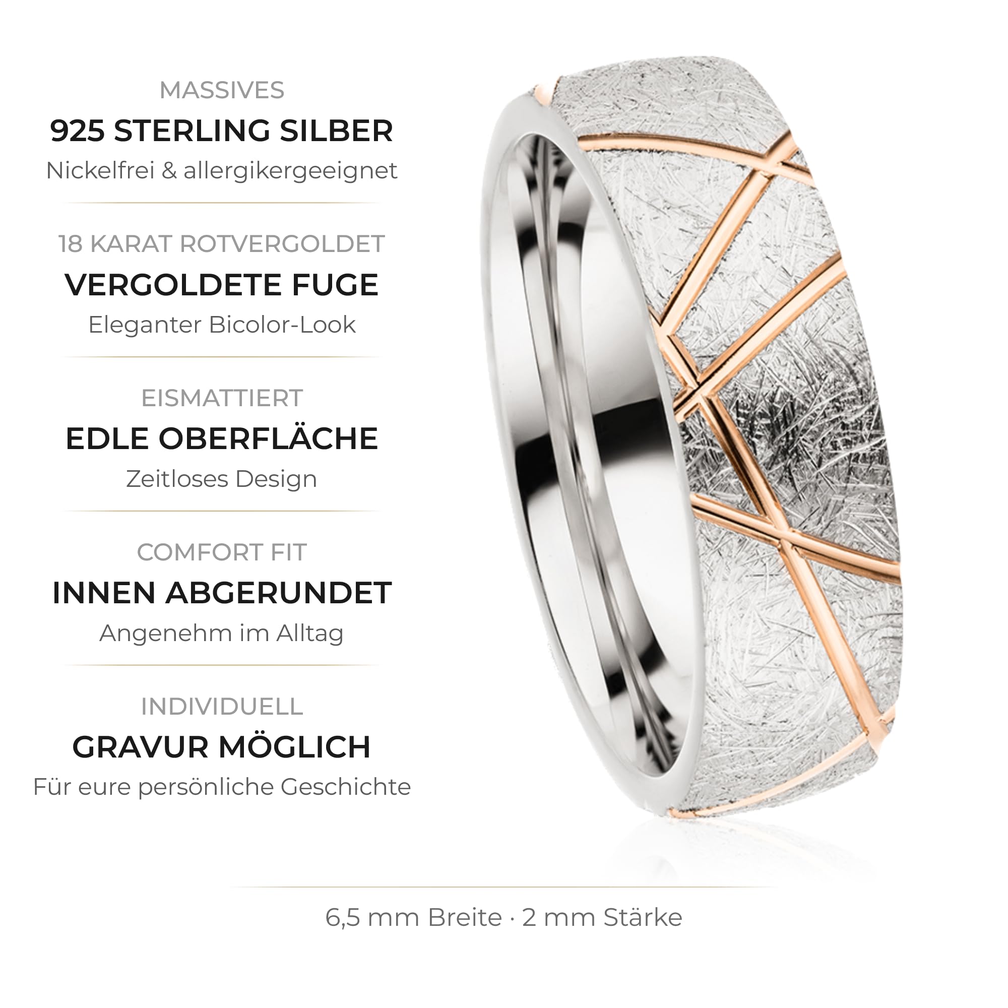 Kolibri Rings Ehering 925 Sterling Silber Ring Verlobungsring Partnerring Rot Vergoldet Unisex - Inkl. Gratis Gravur & Etui
