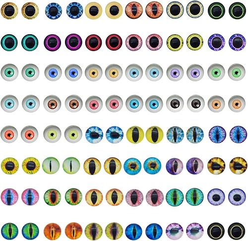 JJG QAZ - 120 piezas (60 pares) de cristal redondo de cristal mixto de 0.236 pulgadas (60 pares) de ojo de dragón ojo de dragón ojo de gato,