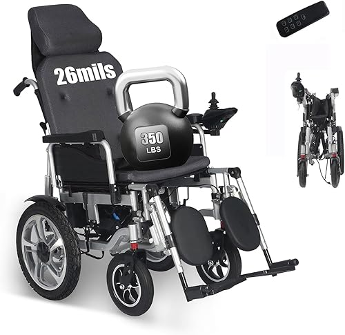 Silla de ruedas eléctrica reclinable para adultos, ligera, plegable, silla de ruedas eléctrica inteligente, portátil, todo terreno, silla de ruedas