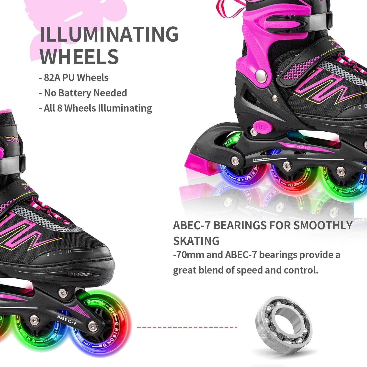 Hiboy adjustable inline skates with all light up wheels Outlet