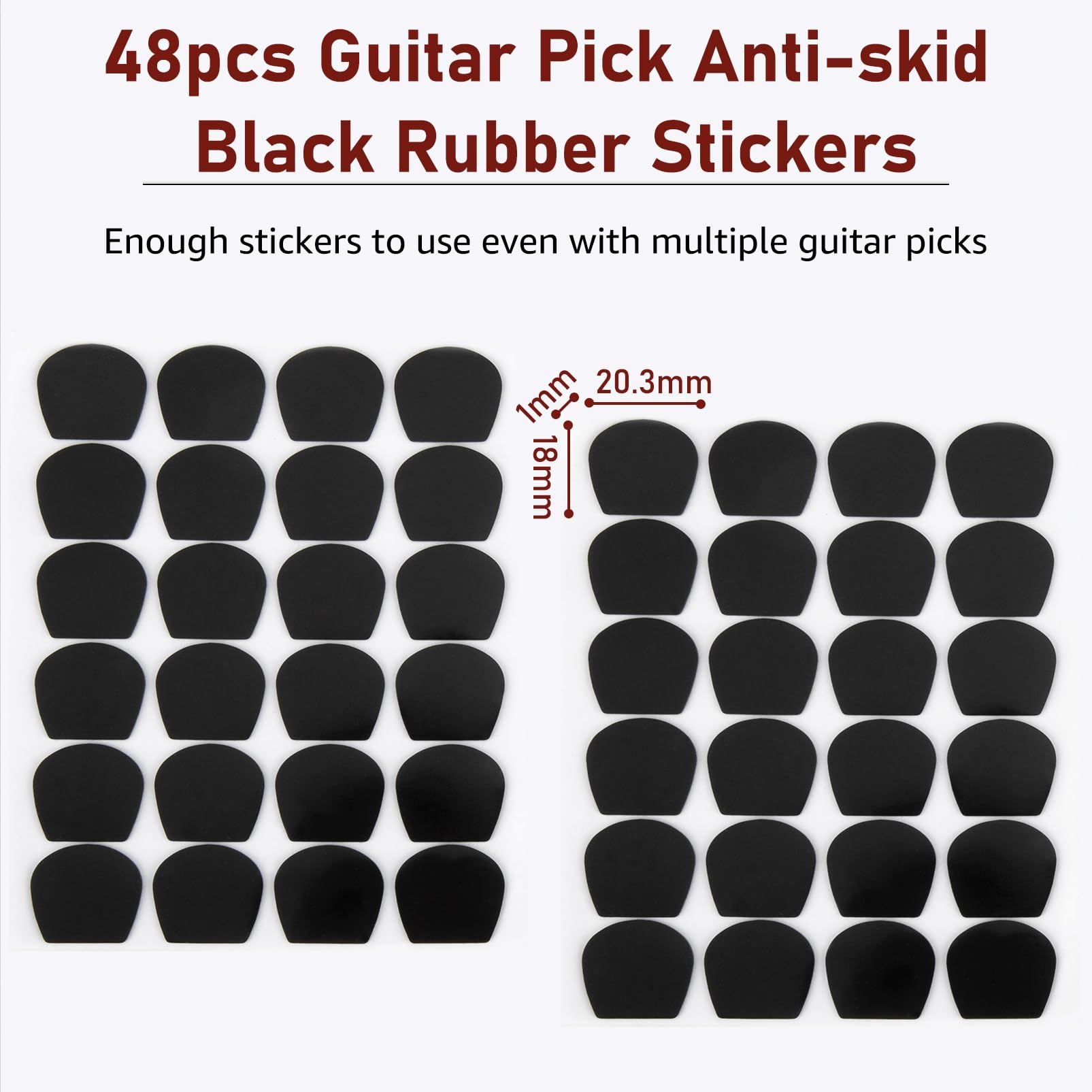 Adesivi Antiscivolo Per Plettri Chitarra - 48 Pezzi In Silicione, Spessore 1 Mm, Nero