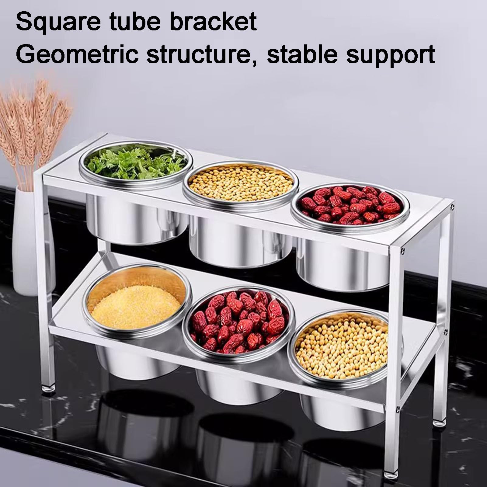 Organizador de especias de acero inoxidable con estantes inclinados para un fácil acceso, ideal para almacenar alimentos, hierbas, condimentos y especias
