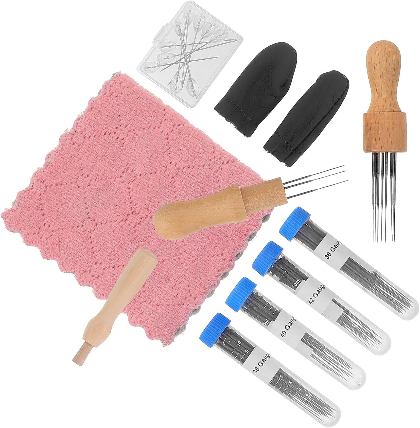 Anneome 172pcs Felting Needle Kit with 4 Sizes Wood Handle Needles Hand Felting Tools Set for Beginners and Professionals for DIY Wool Crafts