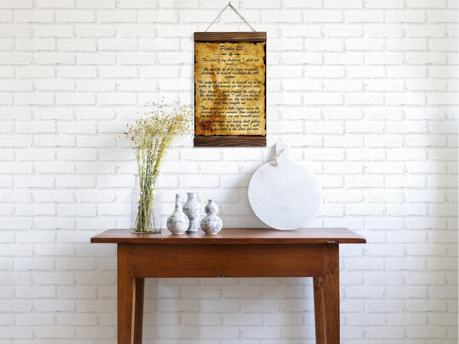 Psalm 23 King James Version Print Psalm Wall Art Christian Gift Wood Framed Canvas Print (11.8 x 15.7 inches / 30cm x 40cm)