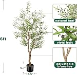 FEELEAD Artificial Olive Tree 6ft -Tall Fake Potted Olive Silk Tree with Planter Natural Olive Branches and Realistic Leaves - Faux Olive Tree for Home House Office Decor Indoor