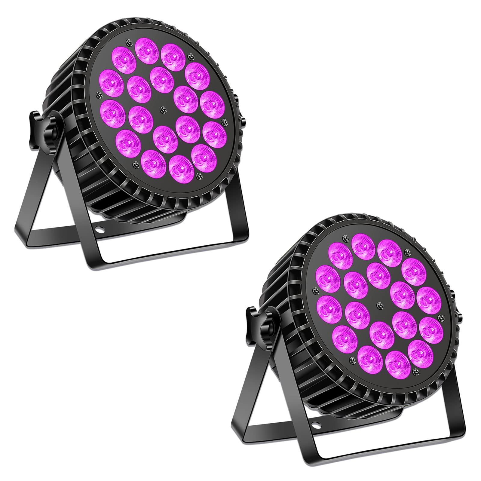 200W Faro Par LED RGBW+UV Luce da palcoscenico DMX luci dj Discoteca con display digitale a 25° LED Aotu/Sound/Padrone-schiavo controllo per Feste Bar Natale Halloween Matrimonio (2 Pezzi)