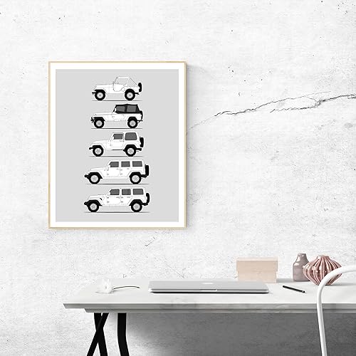 Miniatura 6 de Jeep Wrangler Generations (Yj, Tj, Jk, Jl) Inspired Poster Print Wall Art Handmade the Wrangler Generations (8x10" Print (Unframed), Satin Paper)