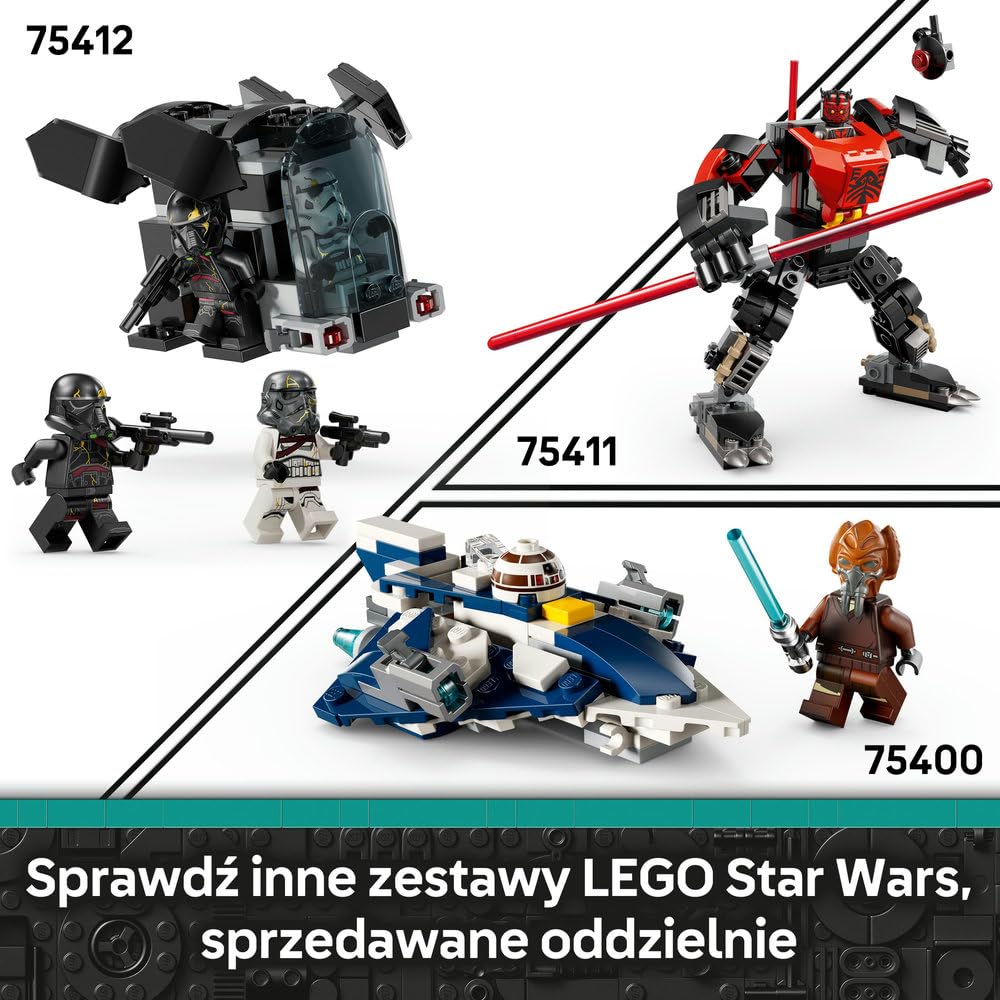 LEGO Star Wars Szturmowiec Śmierci i nocny szturmowiec — zestaw bitewny, zabawka konstrukcyjna dla dziecka do kolekcji, transportowiec i 4 postacie, prezent dla 6-latka, chłopca i dziewczynki 75412