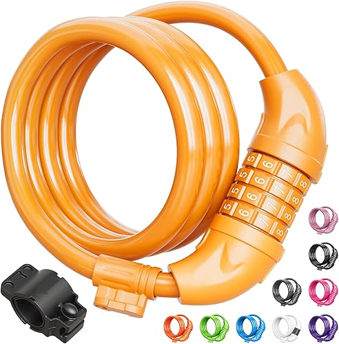 Titanker Candado de cable de bicicleta, cable de bloqueo de bicicleta de 4 pies en espiral seguro reiniciable combinación cerradura de bicicleta con disponible en Yaxa Venezuela