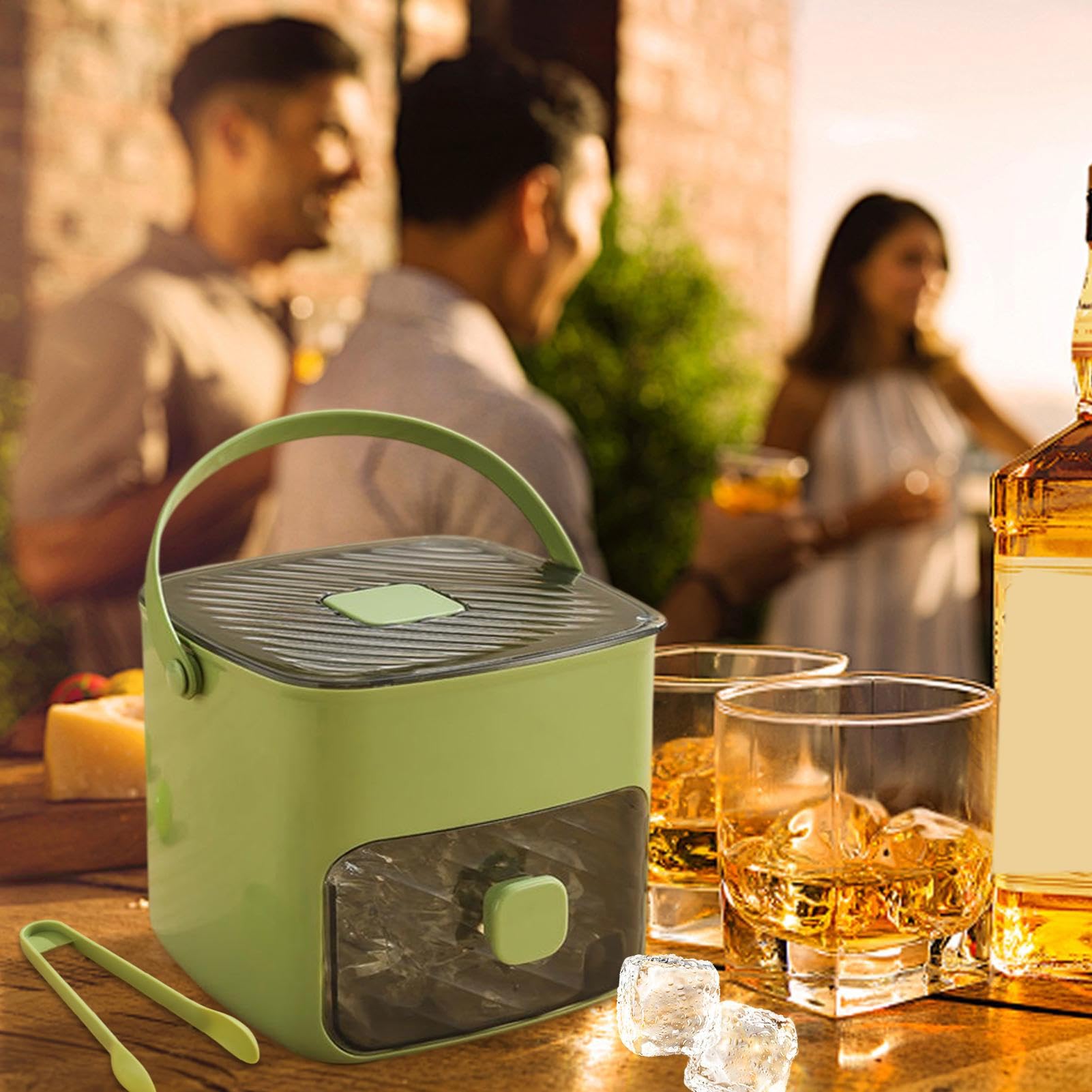 Almacenamiento de hielo para congelador, bandeja de cubitos de hielo con tapa,Contenedor de hielo reutilizable de gran capacidad | Enfriador de camping de grado alimenticio, herramientas de