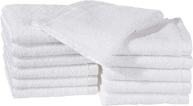 Amazon Basics Cotton Washcloths - 12-Pack - White