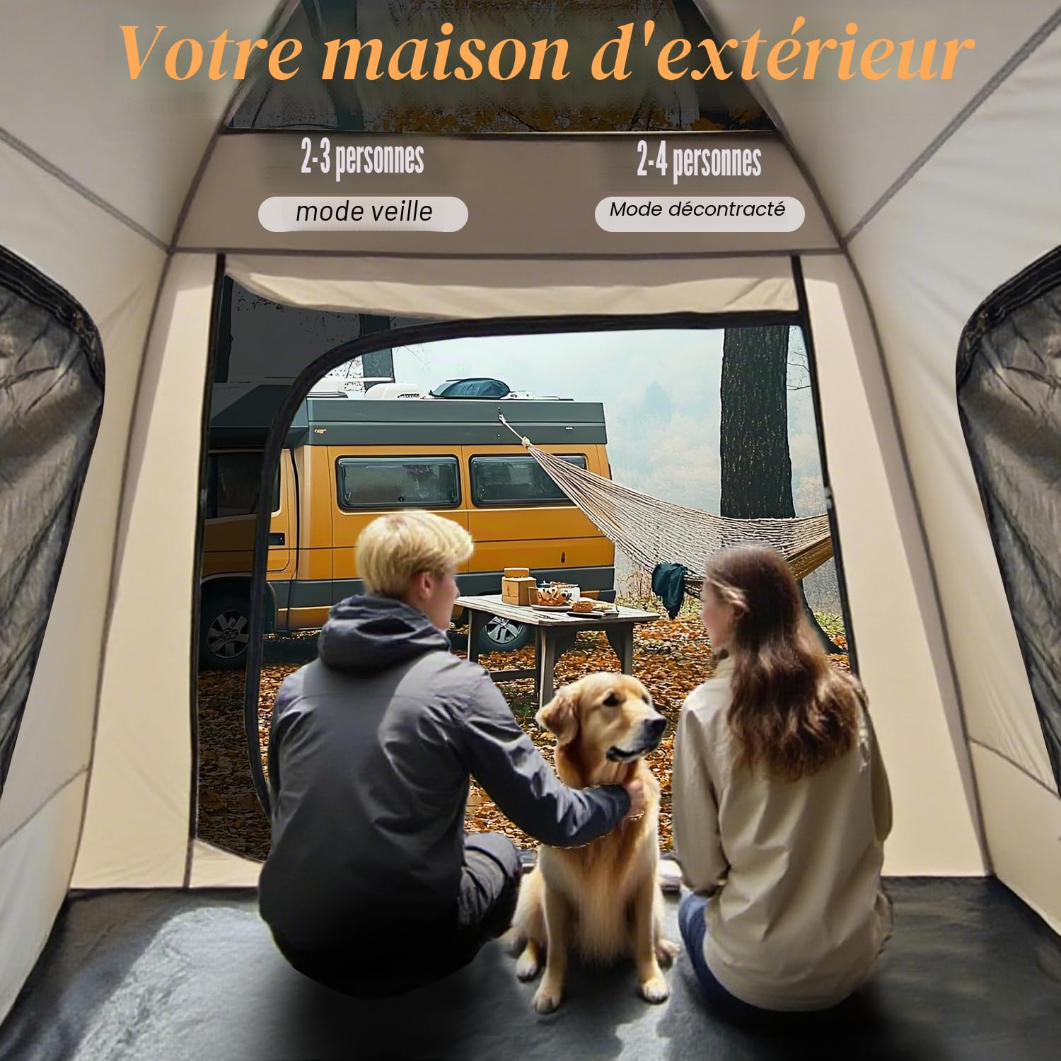 Tente de camping gonflable avec pompe pour 4 personnes, tente dôme gonflable avec sac de transport, tente de camping familiale 4 saisons, tente de camping 4 personnes, tente étanche pour camping et