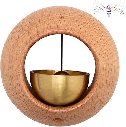 Miniatura 8 de Shopkeepers Campana para apertura de puerta, timbre magnético de madera con campana de latón, timbre de puerta para entrada, pared, tienda, armario,