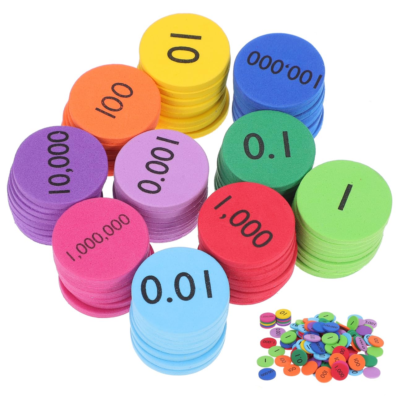Gadpiparty 300 Pcs Color-Coded Place Value Disks for Kids 3-8, Numbered 0-9 EVA Foam Counting Disks, CE/EN71 Certified Math Learning Toys for EYFS/KS1, Homeschooling & Classroom Math Centers Early Ed
