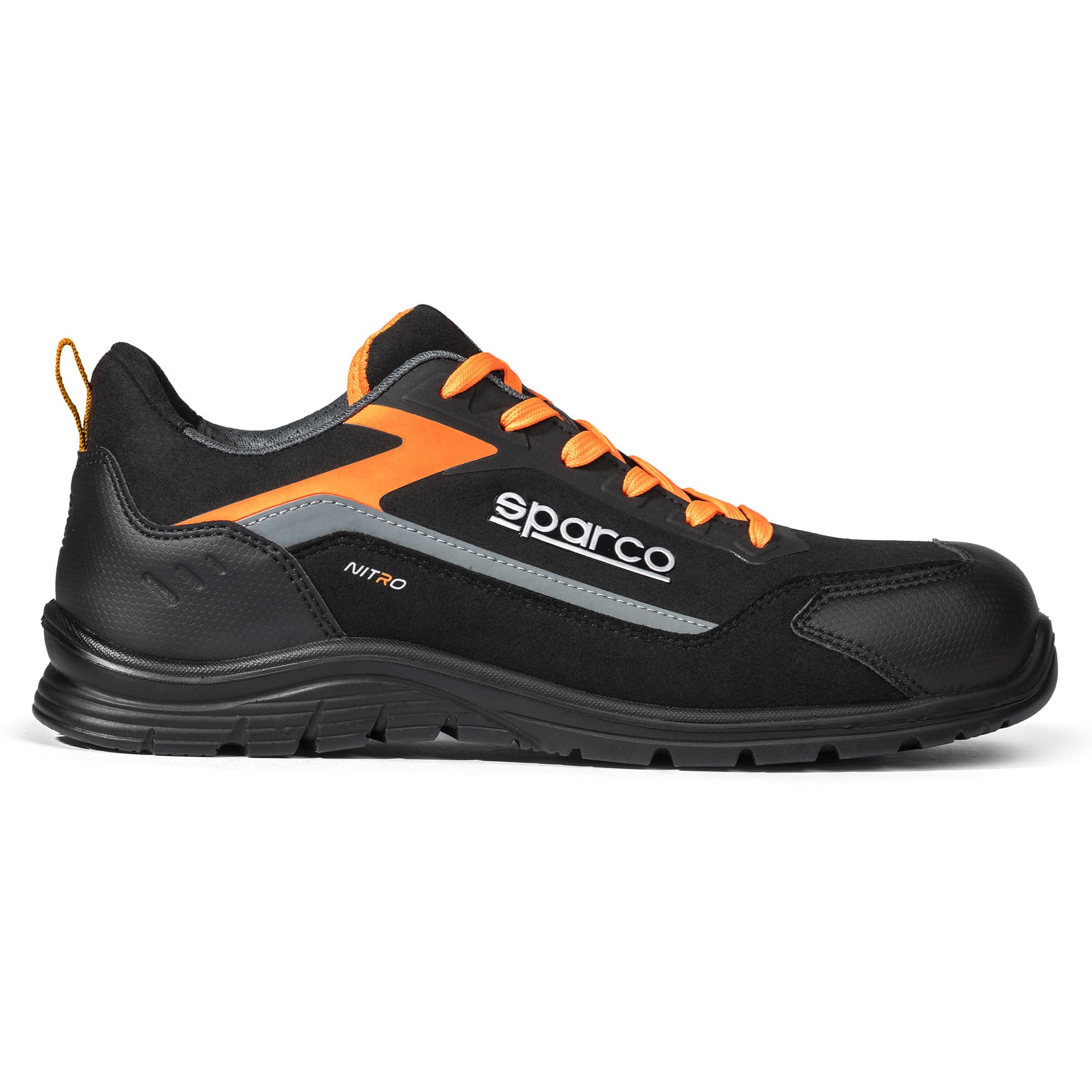 Sparco - Nitro ESD S3L SR FO - Zapatos de Seguridad para Correr Unisex - Calzado de Trabajo Impermeables - Puntera compuesta - Suela Antideslizante - Transpirables, Gris Oscuro Amarillo Fluo, 38 EU