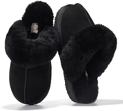 Project Cloud Genuine Leather Slippers for Women Footwear with Real Sheep Wool Lining Womens Clogs & Mule - Non-Slip Indoor/Outdoor Scuff Womens Slippers with Memory Foam Insole (Henka)