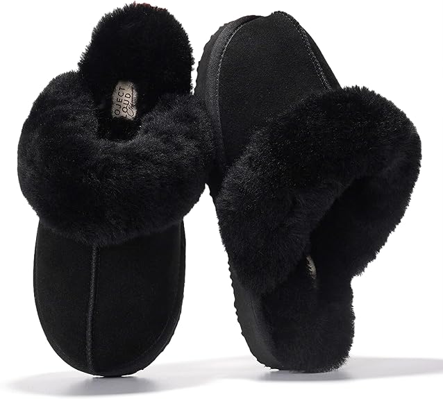 Project Cloud Genuine Leather Slippers for Women Footwear with Real Sheep Wool Lining Womens Clogs & Mule - Non-Slip Indoor/Outdoor Scuff Womens Slippers with Memory Foam Insole (Henka)