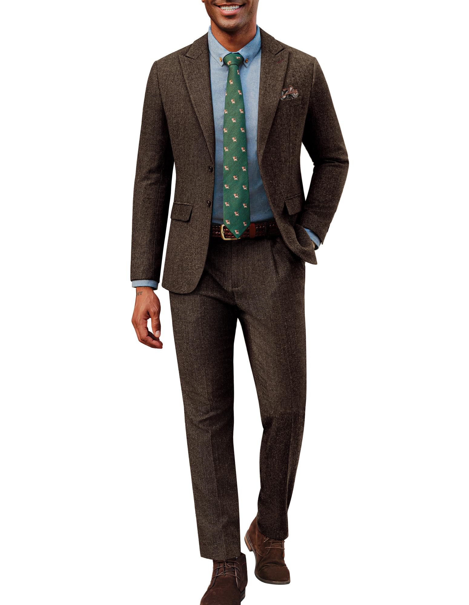 PJ PAUL JONES Tuta da uomo in 2 pezzi, vestibilità aderente, con 2 bottoni, per lavoro, matrimonio, smoking, blazer, pantaloni