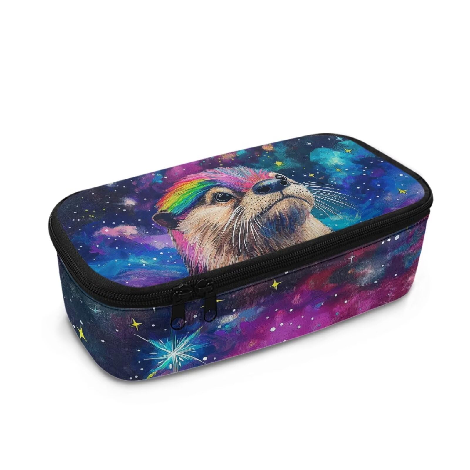 Dngkaoje Animals Otter Print Pencil Cases for School Boys Girls Cute Otterpencil Pouch for Kids School Supplys Pen Bag Large Capacity Cute Pen Box with Double Zipper Stationery Desk Organizer — image 1