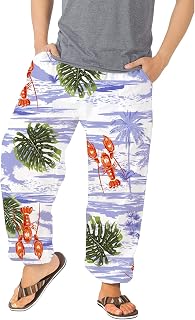 NOAGENJT Mens Pants Casual Versatile All Print Loose Plus Size Pants Fashion Beach Pocket Trousers Big Foam Elasticated Waist Trousers for Men Black Work Trousers Elasticated Waist