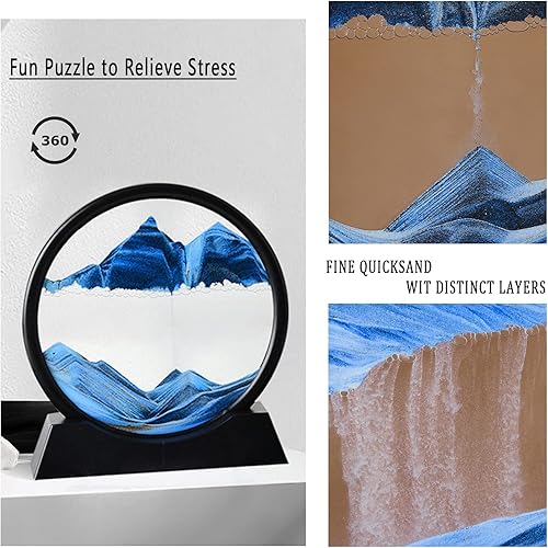 Miniatura 2 de GEZHOUBA Movimiento líquido de arte de arena móvil grande de 12 pulgadas, diseño de paisaje de arena de mar profundo, pintura de arena dinámica,