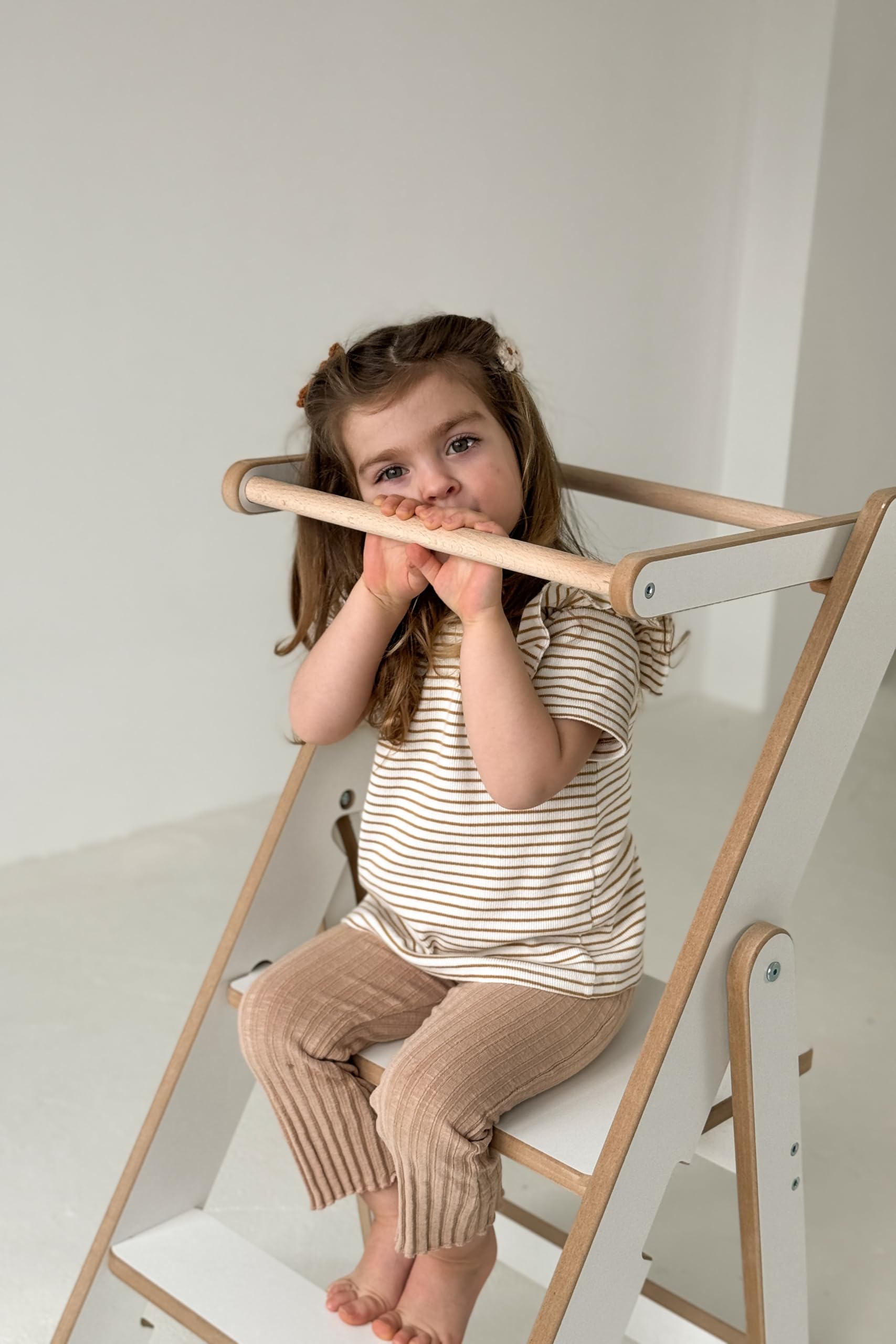 Lernturm Klappbar aus Holz, Lernturm faltbar, Küchenturm aus Holz, Klappbarer Küchenhelfer, Lerntower Montessori, Kleiner Lehrturm (Weiss)