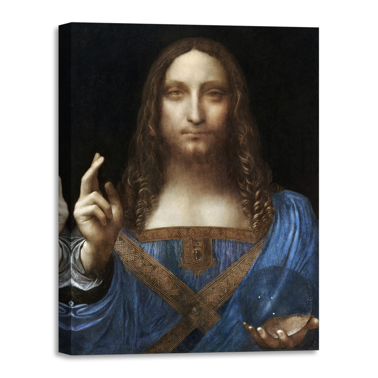 LuxHomeDecor Leonardo da Vinci - Salvator Mundi Quadro Stampa su Tela con Telaio in Legno misura 50x70 cm