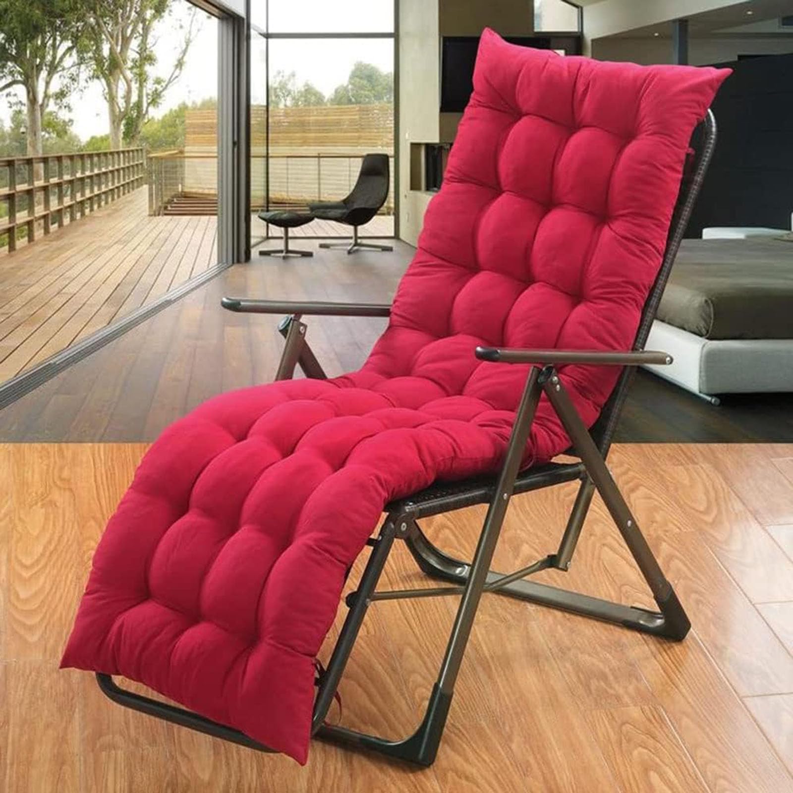 Extra Thick Sun Lounger Cushion Sunlounger Cushion Only Soft and Comfy Bench Chair Cushion Padded Rocking Chair for Garden Patio Balcony Bay Window (Red,100 * 40)