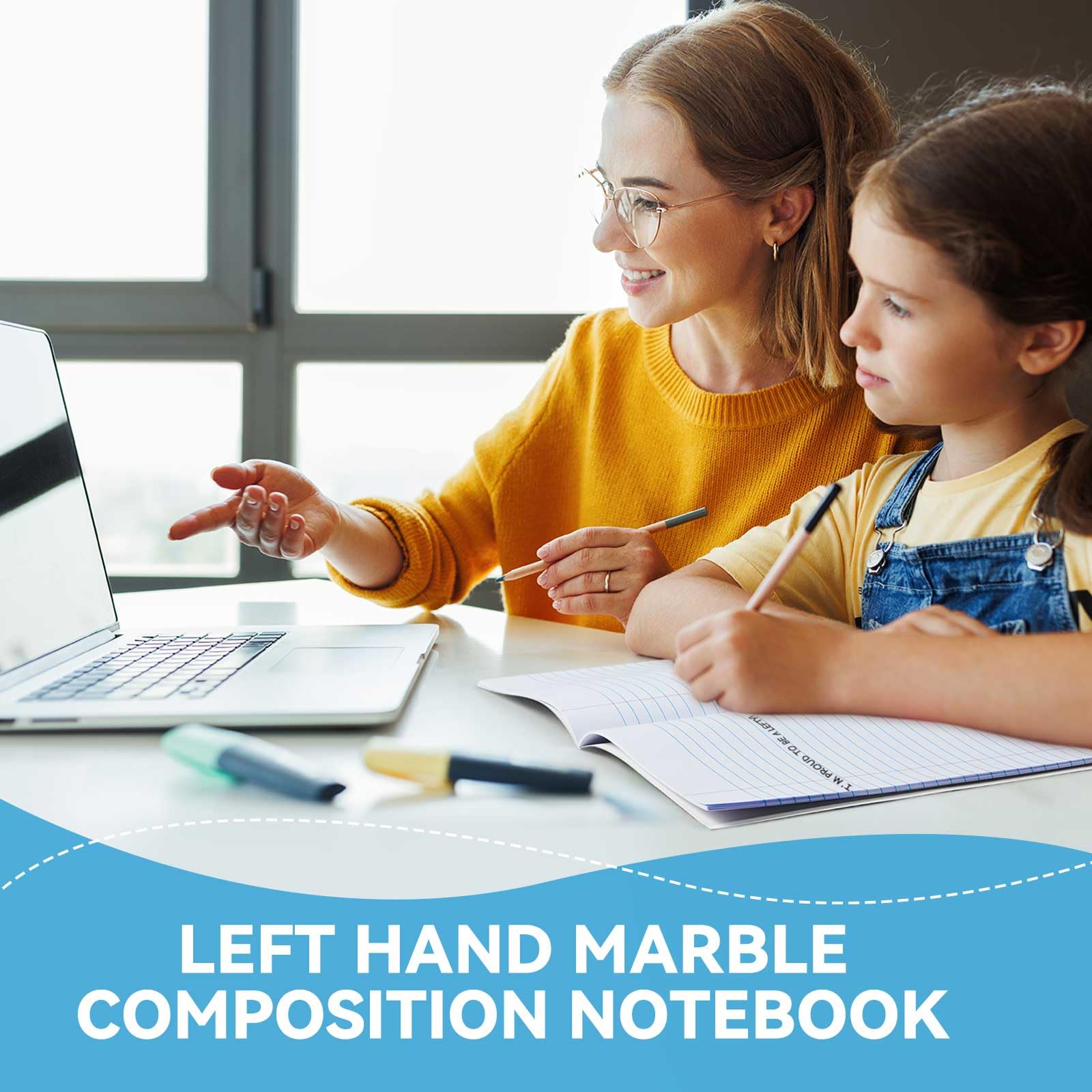 Gersoniel Lot de 12 petits carnets de composition pour gauchers A5 - Motif marbre - 21,1 x 14,8 cm - Journal pour gauchers écrivains étudiants - Cadeau d'écriture - 60 pages (couleurs vives)
