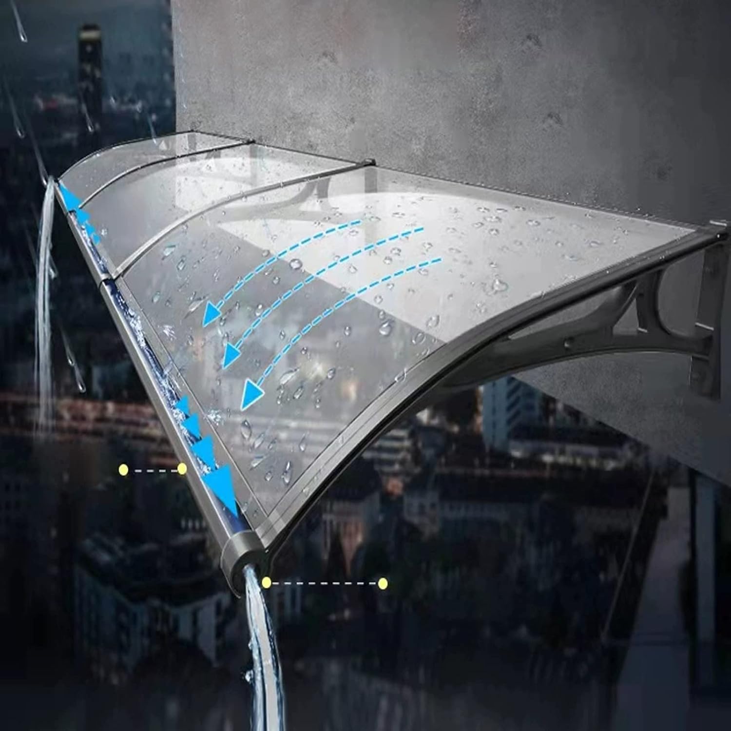 Outdoor Window Rain Shelter Cover,with Sink Aluminum Bar and Aluminum Alloy Bracket,Door Window Awning Garden Front Door Canopy,Clear Polycarbonate Cover,for Patio Garage (60x230cm/24 x91)