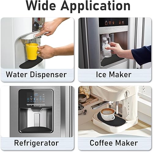 Miniatura 9 de LOPNUR Paquete de 2 bandejas de goteo para refrigerador, alfombrillas cortables para refrigerador de 8.3 x 3.7 pulgadas, para ocultar manchas, Negro